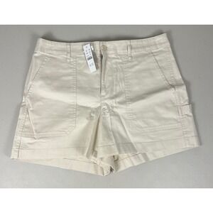 J.Crew High Rise Foundry Chino Khaki Short New Size 12 Cotton Blend Wide Leg